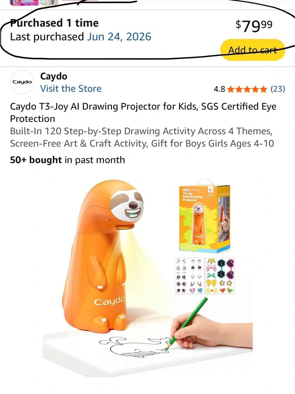 Orange Sloth Kids Drawing Projector